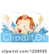 Poster, Art Print Of Caucasian Boy Screaming For Help While Drowning