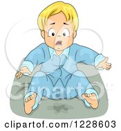 Poster, Art Print Of Shocked Blond Boy Wetting His Bed