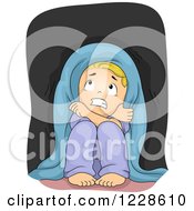 Poster, Art Print Of Scared Blond Caucasian Boy Hiding In The Dark