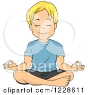 Poster, Art Print Of Relaxed Blond Caucasian Boy Meditating