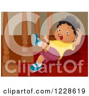 Poster, Art Print Of Shouting African American Boy Falling Down Stairs