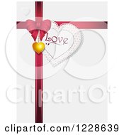 Poster, Art Print Of Heart Love Tag With A Red Valentines Day Gift Bow And Pendant On Shaded White