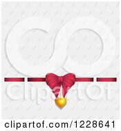 Clipart Of A Valentines Day Gift Bow And Pendant Over Embossed Hearts Royalty Free Vector Illustration