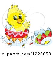 Poster, Art Print Of Cute Yellow Chick Hatching From An Easter Egg