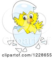 Clipart Of A Cute Yellow Chick Hatching From An Egg Royalty Free Vector Illustration by Alex Bannykh