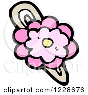 Clipart Of A Pink Flower Hair Clip Royalty Free Vector Illustration