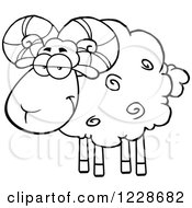 Clipart Of A Black And White Ram Sheep Royalty Free Vector Illustration