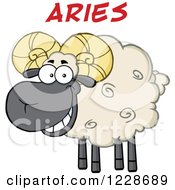 Poster, Art Print Of Red Aries Text Over A Ram Sheep