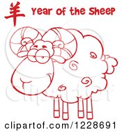 Poster, Art Print Of Red Year Of The Sheep Text Over A Ram