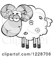 Poster, Art Print Of Grayscale Ram Sheep