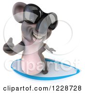3d Surfing Koala Mascot Wearing Sunglasses