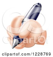 Clipart Of A Caucasian Hand Writing With A Pen Royalty Free Vector Illustration by AtStockIllustration