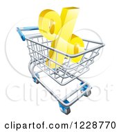 Poster, Art Print Of 3d Golden Interest Rate Percent Symbol In A Shopping Cart