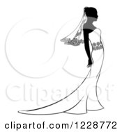 Clipart Of A Black And White Bride In Profile Royalty Free Vector Illustration
