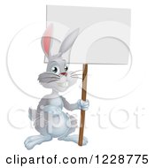 Poster, Art Print Of Gray Bunny Rabbit Holding A Sign