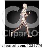 Clipart Of A 3d Running Medical Female Model With Visible Skeleton Royalty Free Illustration