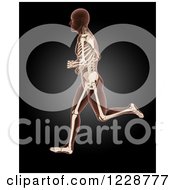 Clipart Of A 3d Running Medical Male Model With Visible Skeleton Royalty Free Illustration
