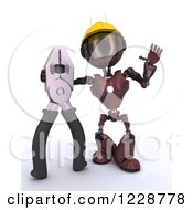 Poster, Art Print Of 3d Red Android Construction Robot With Flat Nose Pliers