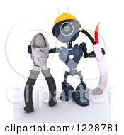 Poster, Art Print Of 3d Blue Android Construction Robot With Wire Cutters