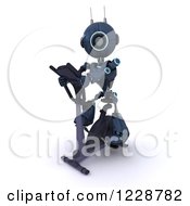 Poster, Art Print Of 3d Android Robot Exercising On A Gym Bike