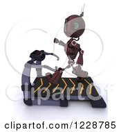 Poster, Art Print Of 3d Red Android Robot Exercising On A Treadmill