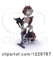 3d Red Android Robot Exercising On A Gym Bike