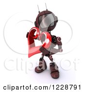 Poster, Art Print Of 3d Red Android Robot Holding A Valentine Heart