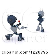 Poster, Art Print Of 3d Romantic Android Robot Giving Another A Rose