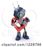 Poster, Art Print Of 3d Android Robot Hugging A Valentine Heart