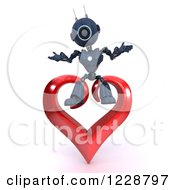 Poster, Art Print Of 3d Android Robot Sitting On A Valentine Heart