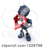 Poster, Art Print Of 3d Android Robot Holding A Valentine Heart