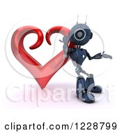 Poster, Art Print Of 3d Android Robot Leaning Against A Valentine Heart