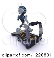 Clipart Of A 3d Android Robot Exercising On A Treadmill Royalty Free Illustration