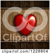 Poster, Art Print Of Transparent Red Heart Over Wood Grain