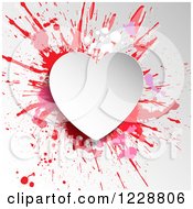 Clipart Of A Valentine Heart Over Paint Splatters On Gray Royalty Free Vector Illustration