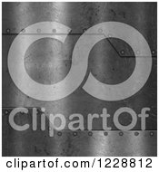 Clipart Of A 3d Scratched Metal Background With Rivets Royalty Free Illustration