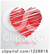 Clipart Of A Happy Valentines Day Greeting With A Red Scribble Heart On Gray Royalty Free Vector Illustration