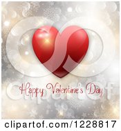 Poster, Art Print Of Happy Valentines Day Greeting With A Red Heart Over Bokeh Stars And Snowflakes