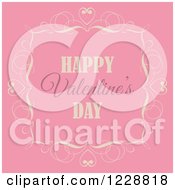 Poster, Art Print Of Retro Happy Valentines Day Greeting In A Frame Over Pink