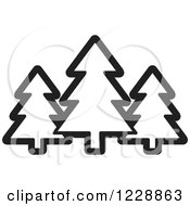 Clipart Of A Black And White Evergreen Trees Icon Royalty Free Vector Illustration