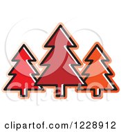 Poster, Art Print Of Red Evergreen Trees Icon