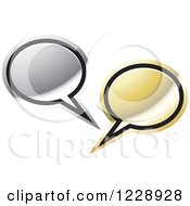 Clipart Of A Silver And Gold Speech Bubble Live Chat Icon Royalty Free Vector Illustration