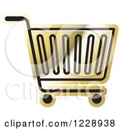 Clipart Of A Gold Shopping Cart Icon Royalty Free Vector Illustration