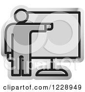 Clipart Of A Gray Man Giving A Presentation Icon Royalty Free Vector Illustration