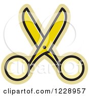 Clipart Of A Yellow Scissors Icon Royalty Free Vector Illustration by Lal Perera