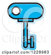 Clipart Of A Blue Key Icon Royalty Free Vector Illustration