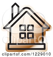 Clipart Of A Bronze House Icon Royalty Free Vector Illustration