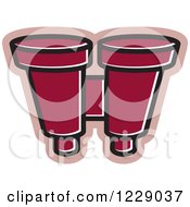 Clipart Of A Maroon Binoculars Icon Royalty Free Vector Illustration by Lal Perera