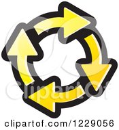Clipart Of A Circle Of Yellow Recycle Arrows Icon Royalty Free Vector Illustration by Lal Perera