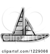 Clipart Of A Silver Sailboat Icon Royalty Free Vector Illustration by Lal Perera